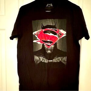 Black T-Shirt Batman with Red Superman Logo